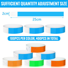 400 Pièces Bracelet D'identification, Imperméable Bracelet Papier, 4 Couleurs Bracelet Festival, Bracelet Evenementiel pour Fete