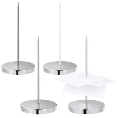 TSHAOUN 4 pcs Pique-Note en Métal, Facture Aiguille avec Rond Support Base, Porte-Mémo Pique-Fiches Porte Mémo Pour Factures Por