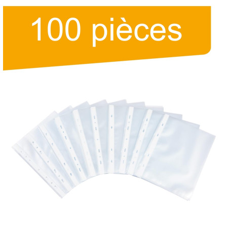 perfect line 100 pochettes transparentes pour documents DIN-A5, pochette plastique transparentes, pochette A5 grainées, Fabriqué