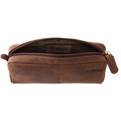 LEABAGS Grande Trousse en Cuir | Porte-Stylo Porte-Bagages pour Homme | Université école de Travail | Trousse à Sac | Étui en Cu