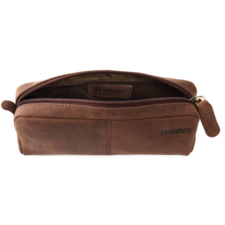 LEABAGS Grande Trousse en Cuir | Porte-Stylo Porte-Bagages pour Homme | Université école de Travail | Trousse à Sac | Étui en Cu