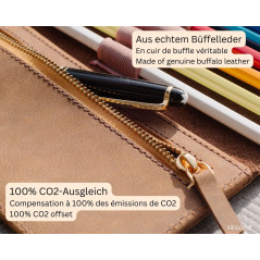 skaard Étui à Crayons XL | Cuir de Buffle véritable | Aussi pour brosses | Marron