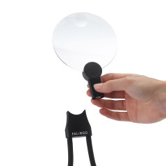 FALINGO Loupe 3-en-1 Tour de Cou Mains Libres sur Pied à Main grossissement Optique 200% ou 400%
