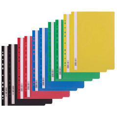 D.RECT Chemises de Présentation à Lamelles A4 – Lot de 10 – Couverture Transparente – Reliures à Feuilles Mobiles avec Perforati