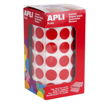 APLI Rouleau de 2832 Gommettes Rondes 15 mm Rouge