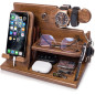 TESLYAR Cadeau Homme – Organisateur de Bureau en Bois avec Support Téléphone et Montre, Station d’Accueil, Docking Station, Supp TESLYAR Cadeau Homme – Organisateur de Bureau en Bois avec Support Téléphone et Montre, Station d’Accueil, Docking Station, Supp