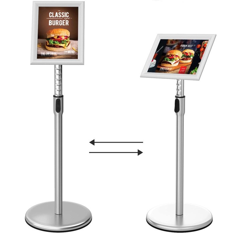 FoxRose Support d'information format A4 réglable en hauteur 210 x 297 mm en acier inoxydable, argenté FoxRose Support d'information format A4 réglable en hauteur 210 x 297 mm en acier inoxydable, argenté