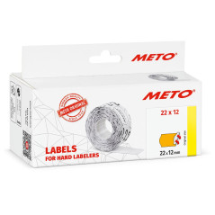 Meto Étiquettes pour étiqueteuse manuelle (22 x 12 mm, 1 ligne, 6 000 étiquettes, papier orange fluo, permanentes, pour appareil