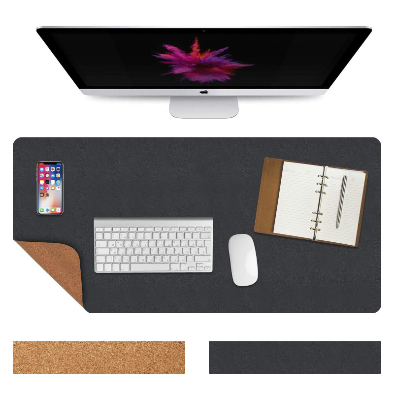 Vicloon Tapis de Bureau en Cuir PU, 90×43cm Sous-main Bureau, Tapis de Souris, Protection de Bureaus Antidérapant en Daim Avec B Vicloon Tapis de Bureau en Cuir PU, 90×43cm Sous-main Bureau, Tapis de Souris, Protection de Bureaus Antidérapant en Daim Avec B