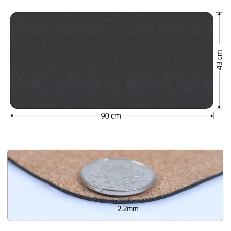 Vicloon Tapis de Bureau en Cuir PU, 90×43cm Sous-main Bureau, Tapis de Souris, Protection de Bureaus Antidérapant en Daim Avec B