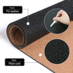 Vicloon Tapis de Bureau en Cuir PU, 90×43cm Sous-main Bureau, Tapis de Souris, Protection de Bureaus Antidérapant en Daim Avec B