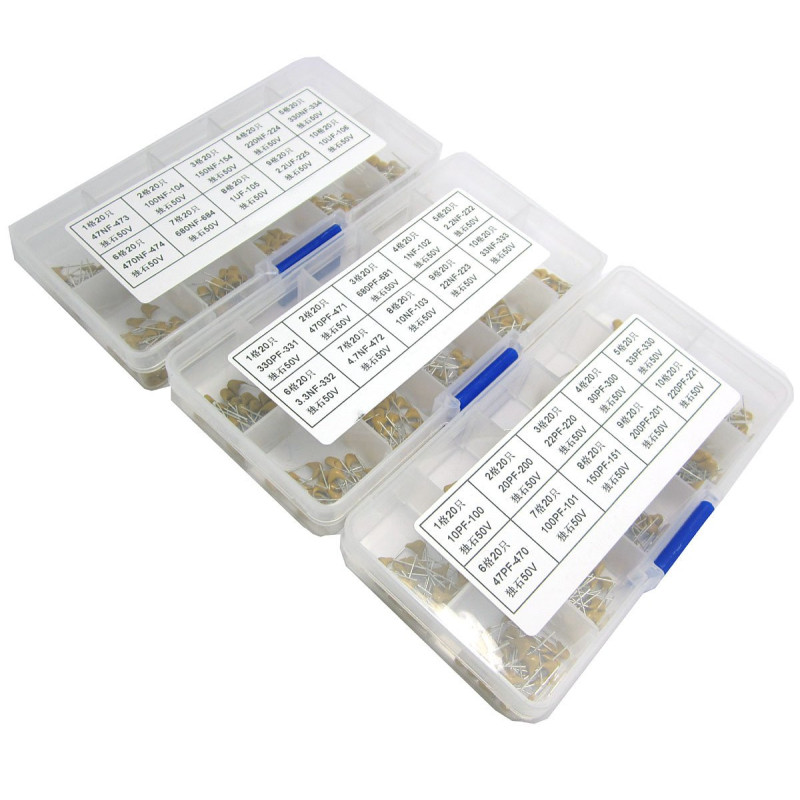 WINGONEER® 600PCS 30 Valeurs 10pF à 10uF (chaque valeur 20pcs) Ensemble de condensateur en céramique monolithique multicouches E WINGONEER® 600PCS 30 Valeurs 10pF à 10uF (chaque valeur 20pcs) Ensemble de condensateur en céramique monolithique multicouches E