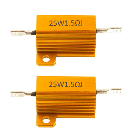 Mdurian 2 X Résistances 25W 1.5 Ohm 5% Aluminium Boîtier Résistances de Charge Châssis Monté Logement Plaque d'or Fil Enroulé