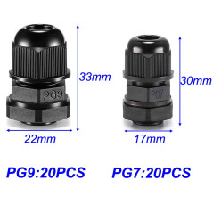 Gebildet 30pcs PG7 + 20pcs PG9 Presse-étoupes, Connecteurs Câble IP68 étanches, M12 M16 Collier Plastique Connecteu 3-8mm, Gland