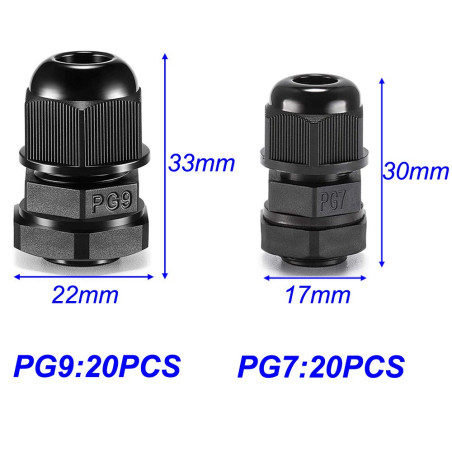 Gebildet 30pcs PG7 + 20pcs PG9 Presse-étoupes, Connecteurs Câble IP68 étanches, M12 M16 Collier Plastique Connecteu 3-8mm, Gland