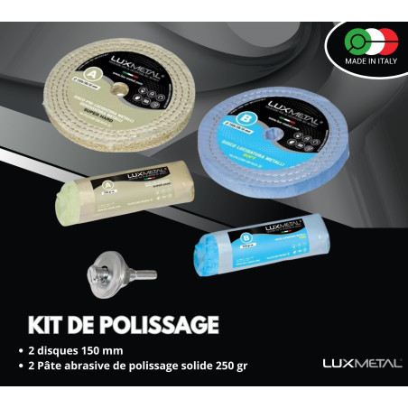 Lux Metal - Kit 2 Disques de Polissage de 150 mm et 2 Pâtes Abrasives de 250 gr - Parfaits pour polir des métaux tels que l'alum