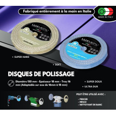 Lux Metal - Kit 2 Disques de Polissage de 150 mm et 2 Pâtes Abrasives de 250 gr - Parfaits pour polir des métaux tels que l'alum