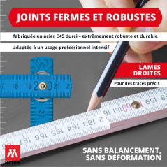 Metrie™ BLOCK 52 Mètre pliant – Mètre en bois 2 m | Bleu Ciel – Graduation duplex, Fabriqué dans l’UE | Robuste et précis | pour