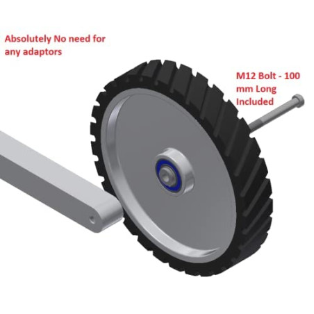 LASANA SMART MACHINES - Roue de contact en caoutchouc - 300 x 50 mm - Surface lisse - Cœur en aluminium - Avec tige de 12 mm - P