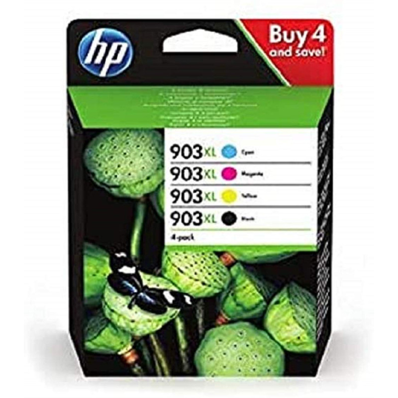 HEWLETT PACKARD 4 Pièce 903xl Cartouche d'encre Grande Capacité Originale Noire, Noir/Cyan/Magenta/Jaune