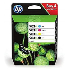 HEWLETT PACKARD 4 Pièce 903xl Cartouche d'encre Grande Capacité Originale Noire, Noir/Cyan/Magenta/Jaune