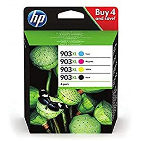 HEWLETT PACKARD 4 Pièce 903xl Cartouche d'encre Grande Capacité Originale Noire, Noir/Cyan/Magenta/Jaune