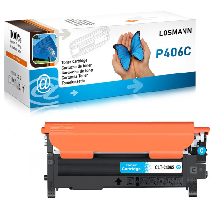 LOSMANN 1x Toner Cyan compatible pour Samsung 406S CLP-360 CLT-C406S pour Samsung Xpress C410W C460 C460FW C460W C467W Samsung C