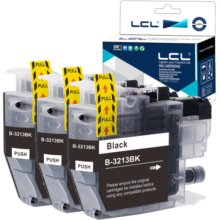 LCL Cartouche d'encre Compatible LC-3213 LC3213 LC-3211 LC-3211 LC-3213BK LC3213BK (4 Noir) Remplacement pour Brother DCP-J770 D