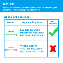 LCL Cartouche de Toner Compatible TK5240 TK-5240 TK-5240Y 1T02R7ANL0 (1Jaune) Remplacement pour Kyocera ECOSYS M5526 M5526cdw M5