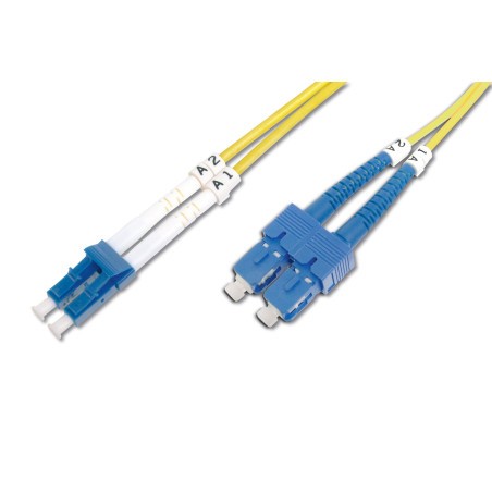 DIGITUS DK-2932-01 – Câble À Fibre Optique OS2 – 1 m – LC à SC – Câble Fibre Optique Duplex – 1/10 Gbit/s – SM Monomode LAN – Ty