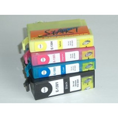 START - 4 Cartouches d'encre Compatible avec Epson T1301. T1302. T1303. T1304. Black. Cyan. Magenta. Yellow