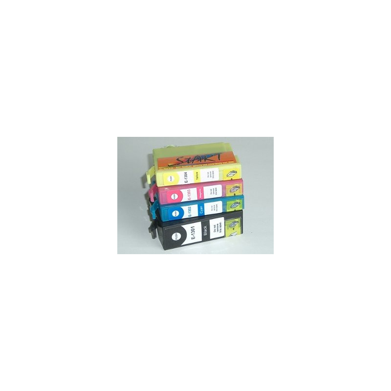 START - 4 Cartouches d'encre Compatible avec Epson T1301. T1302. T1303. T1304. Black. Cyan. Magenta. Yellow START - 4 Cartouches d'encre Compatible avec Epson T1301. T1302. T1303. T1304. Black. Cyan. Magenta. Yellow