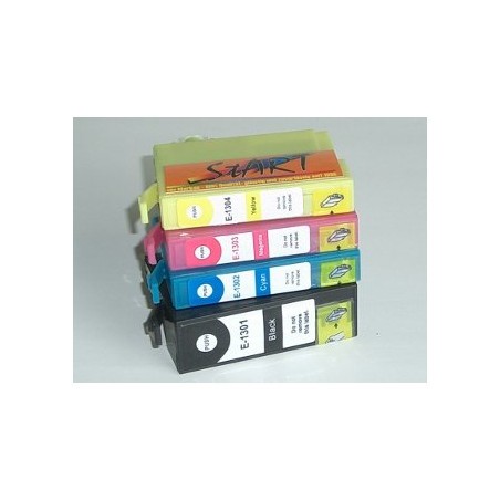 START - 4 Cartouches d'encre Compatible avec Epson T1301. T1302. T1303. T1304. Black. Cyan. Magenta. Yellow