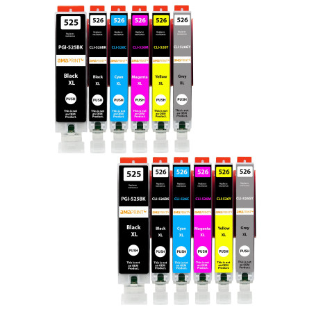 Amaprint 12 XL Cartouches Compatible avec Canon PGI 525 CLI 526 pour Pixma MG6150 MG6250 MG8150 MG8240 MG8250