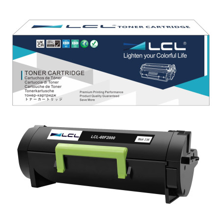 LCL Cartouche de Toner Compatible 60F2000 60F100G (1 Noir) Remplacement pour Lexmark MX310/MX310dn/MX410/ MX410de/MX510/ MX510de