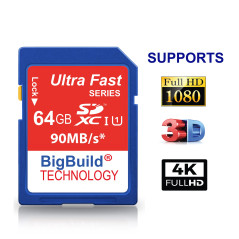 BigBuild Technology 64Go Ultra Rapide 90 Mo/s Classe 10 Carte mémoire SDXC pour Canon EOS 650D Caméra