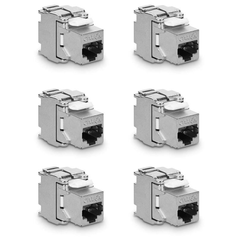 kwmobile 6X Module Keystone Catégorie 6A - 6 Modules de Brassage pour Branchement Câble RJ45 Raccord Blindé - Connexion à Pannea