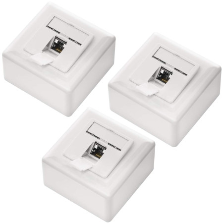 deleyCON 3x CAT6 Universel Prise Réseau - 1x Port RJ45 - Blindé - Surface ou Affleurant - 1 Gigabit Ethernet Réseau - EIA/TIA 56