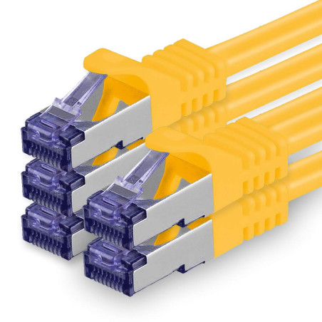 1aTTack.de Câble Réseau CAT7 CAT 7 10 Gigabit - 5x 1m - RJ45 Ethernet LAN DSL Routeur Modem - Jaune