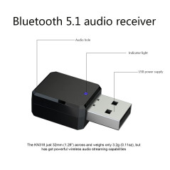 Adaptateur Bluetooth 5.1 USB pour Voiture - Double Sortie AUX/USB, Clé Sans Fil Plug and Play pour Haut-parleurs, Amplificateurs