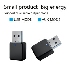Adaptateur Bluetooth 5.1 USB pour Voiture - Double Sortie AUX/USB, Clé Sans Fil Plug and Play pour Haut-parleurs, Amplificateurs