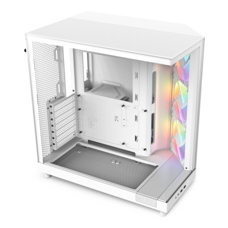 Nzxt H6 Flow RGB CC-H61FW-R1 Boîtier Moyen-Tour Compact Double Chambre Airflow Comprend 3 Ventilateurs 120 mm RGB Panneaux panor