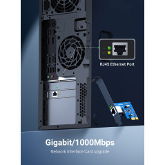 UGREEN Carte Réseau PCI Express Gigabit Ethernet à 1000 Mbps PCIe RJ45 LAN Adaptateur pour PC Supporte Windows 11 10 8.1 8 98SE