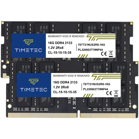 Timetec 32 Go KIT(2x16Go) DDR4 2133 MHz (PC4-2133P) PC4-17000 SODIMM – Non-ECC sans Tampon, 260 Broches, 1,2V CL15, mémoire pour