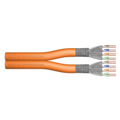 DIGITUS Câble réseau Cat-7 - 100m S-FTP Câble d'installation - Duplex - Dca LSZH-3 - 1200 MHz - AWG 23/1 Cuivre - Orange