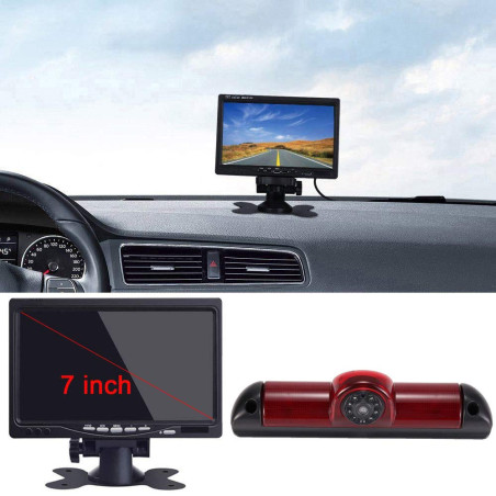 Kalakus Caméra de Recul intégrée dans Le troisième Transporteur de Feux de freinage + 7" TFT LCD écran Voiture Moniteur de Frein