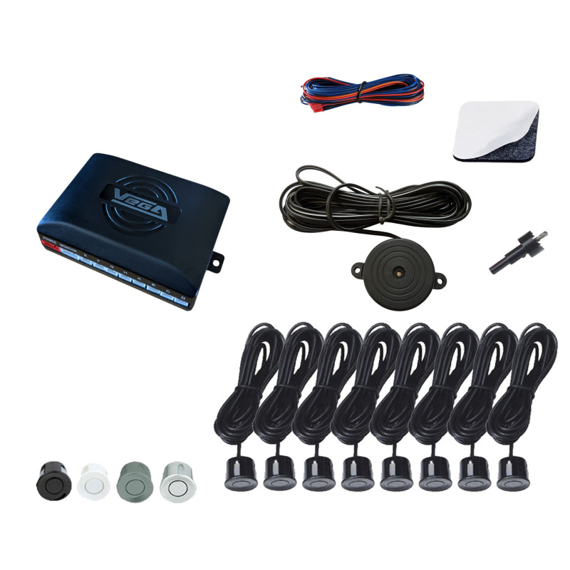 Radars de recul sonore Avant arrière VEGA® Marque Française sonore 8 capteurs Noirs Radars de recul sonore Avant arrière VEGA® Marque Française sonore 8 capteurs Noirs
