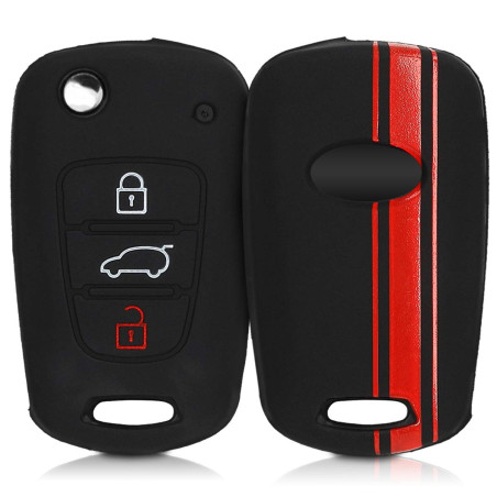 kwmobile Coque clé de Voiture Compatible avec Hyundai 3-Bouton Accessoire clé Voiture - Protection étui Souple en Silicone - Rou