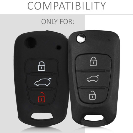 kwmobile Coque clé de Voiture Compatible avec Hyundai 3-Bouton Accessoire clé Voiture - Protection étui Souple en Silicone - Rou