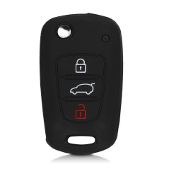 kwmobile Coque clé de Voiture Compatible avec Hyundai 3-Bouton Accessoire clé Voiture - Protection étui Souple en Silicone - Rou